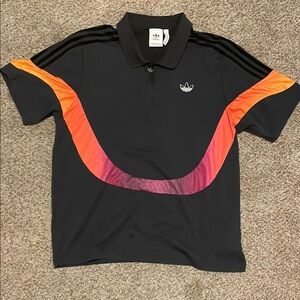 Adidas Black Polo Shirt with Orange and Pink Accents